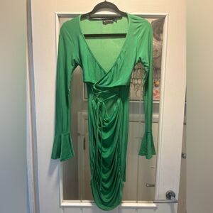 Elegant Green Wrap Dress